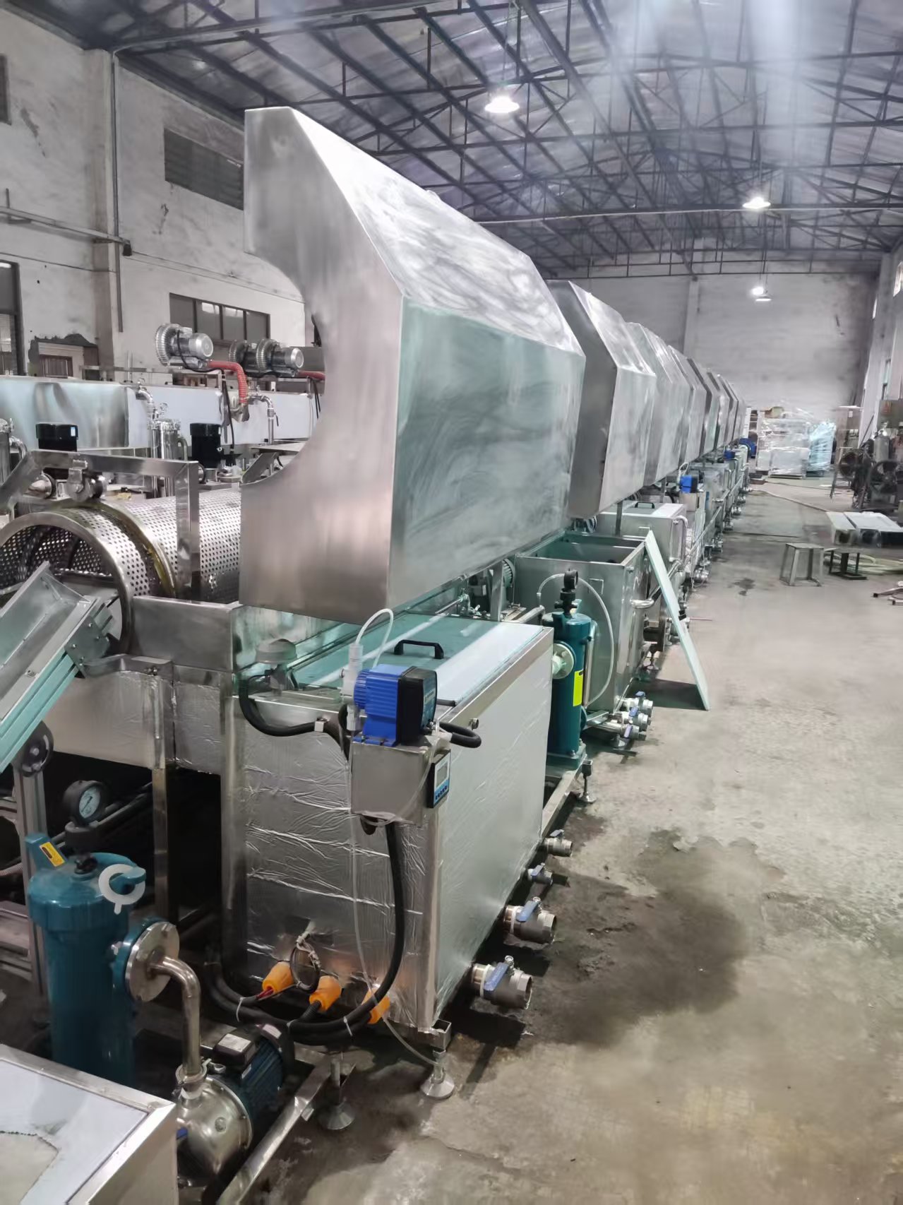 全自动螺旋滚筒式清洗烘干线 加厚不锈钢内胆 配套循环过滤以及PLC智能控制装置