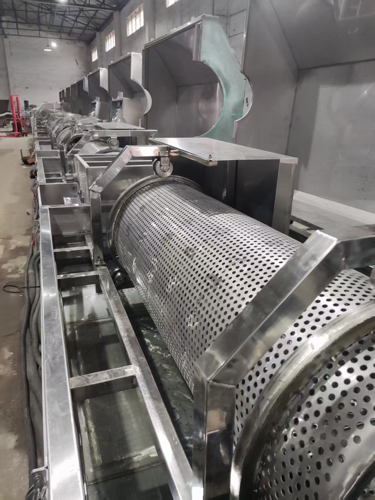 全自动螺旋滚筒式清洗烘干线 加厚不锈钢内胆 配套循环过滤以及PLC智能控制装置